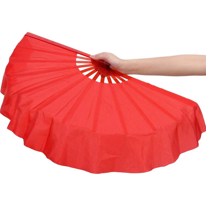 ZooBoo 1pair 12 Bones Plastic Dance Hand Held Fan Taichi Kungfu Fan Dancing Fans Martial Arts Sports Folding Hand Fan 4 Colors (Red) - Image 5